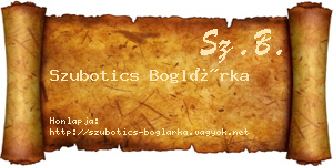 Szubotics Boglárka névjegykártya